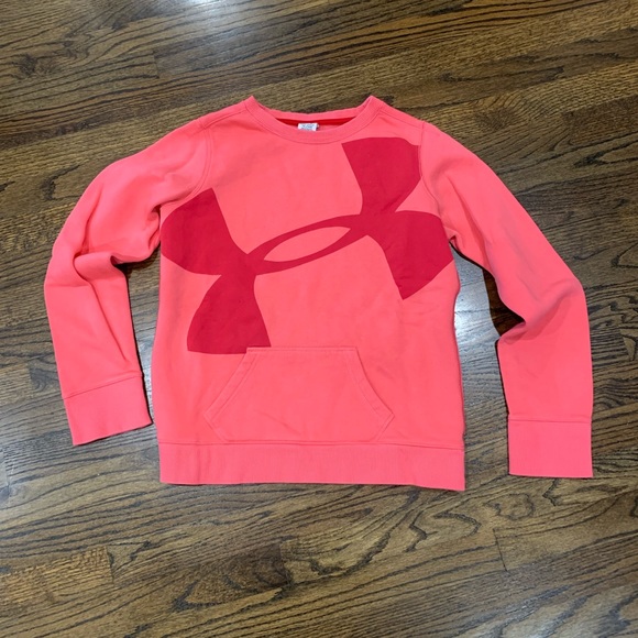 Like New Under Armour Crewneck Sweatshirt Coral Red Youth XL - Picture 1 of 6